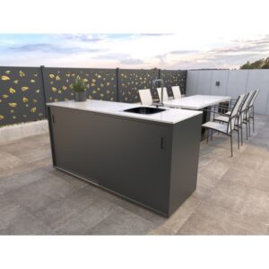 Letna kuhinja - Element s pomivalnim koritom na desni strani, antracit