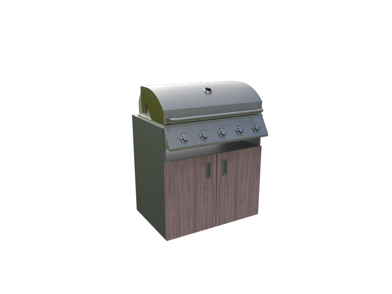 Vanjska kuhinja – Element za roštilj, drveni dekor – američki orah - Slika 2