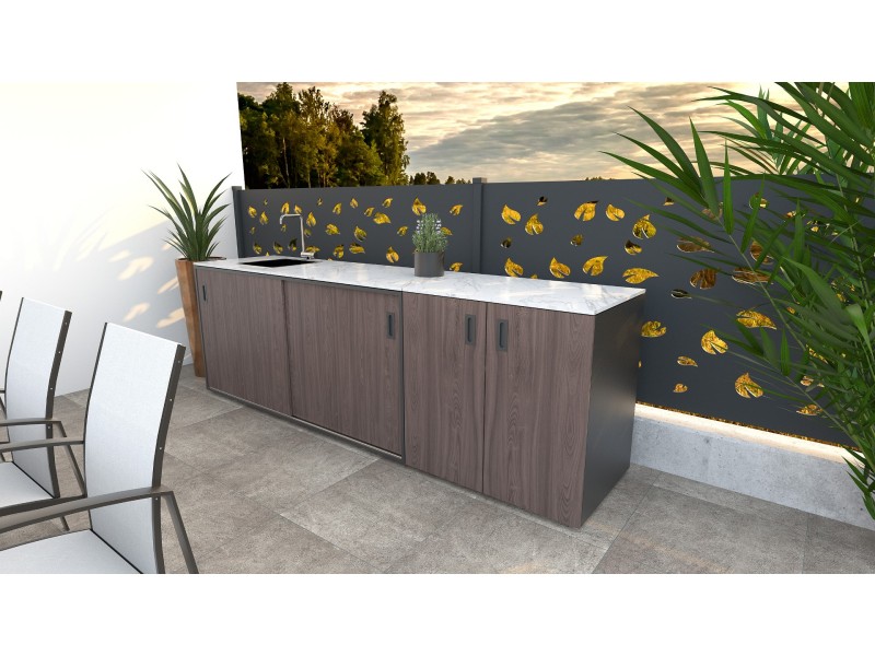 Outdoor kitchen – Element with sink, wood decor – American walnut - Image 6