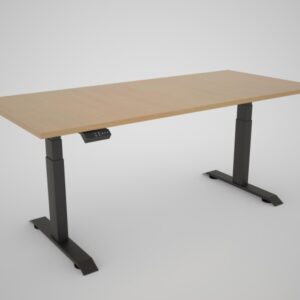 Podesivi stol s pločom u dekoru bukve – 1600 x 800 mm, crno postolje