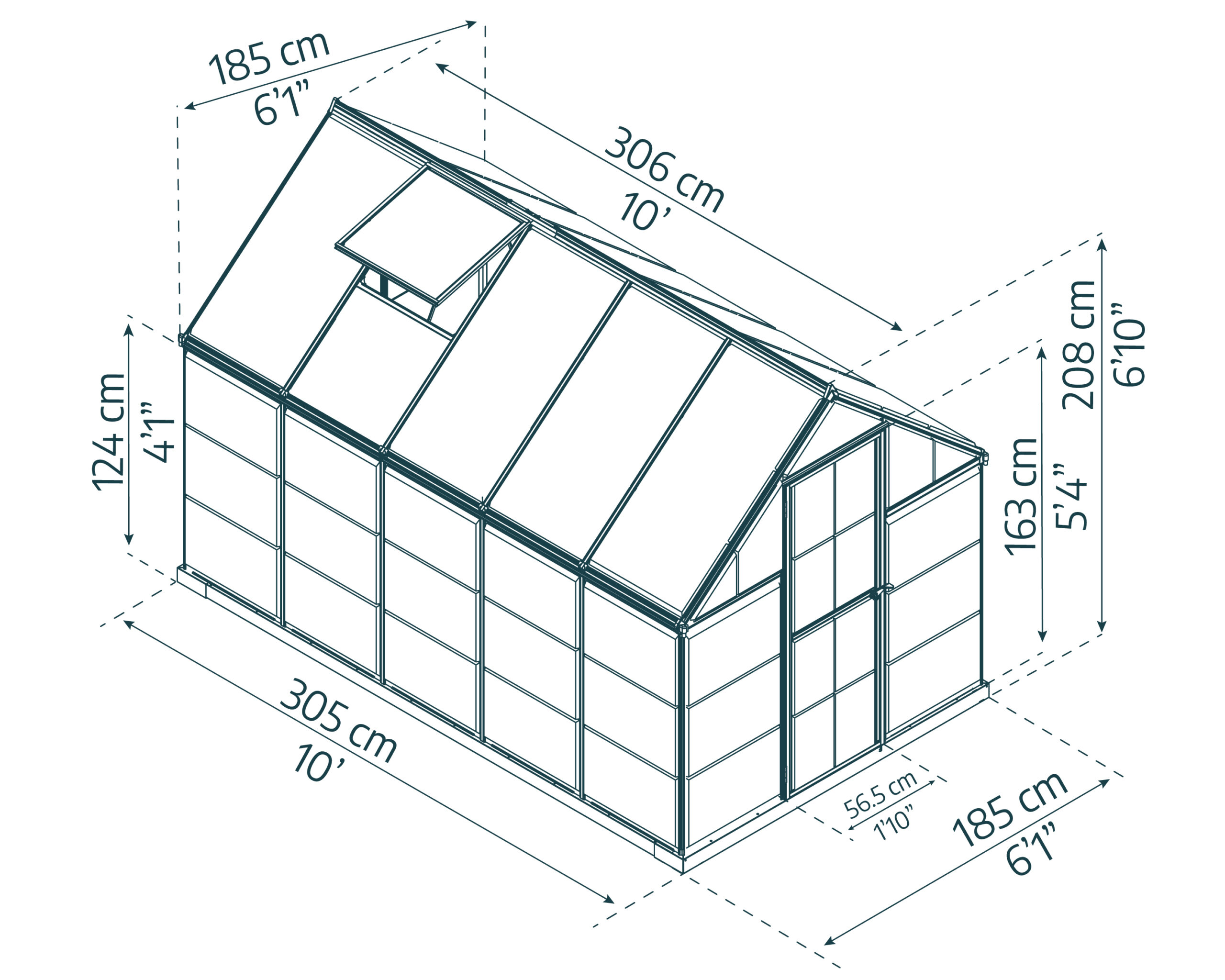 RASTLINJAK POLIKARBONAT - HYBRID (Tip 6x10) - Dim. 185 x 306 cm - ALUMINIJ - slika 7