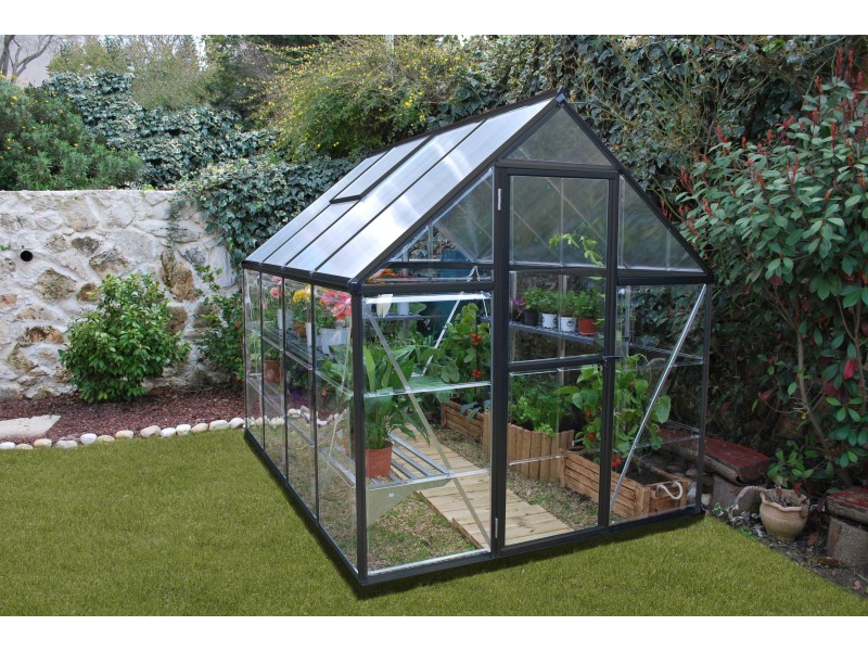 POLIKARBONATNI STAKLENIK – HYBRID (Tip 6x8) – Dimenzije: 185 x 247 cm – ANTRACIT