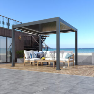 Bioklimatska pergola Bellano S25, 3x3; temno siva, prostostoječa