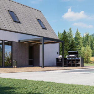 Bioklimatska pergola Bellano S25, 3x3; temno siva, stenska