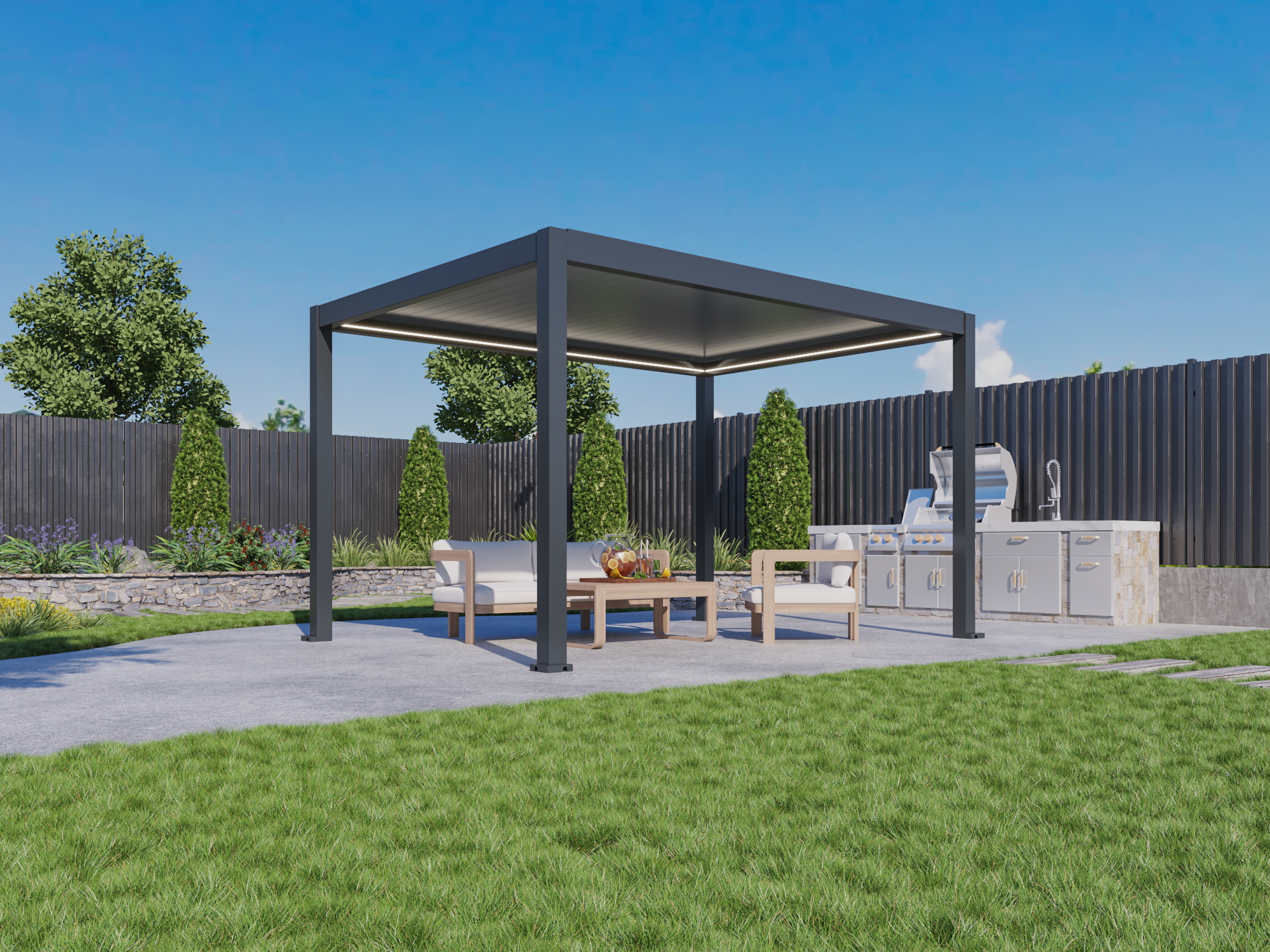 Bioclimatic Pergola Bellano S25, 3x4; dark grey, freestanding - Image 3