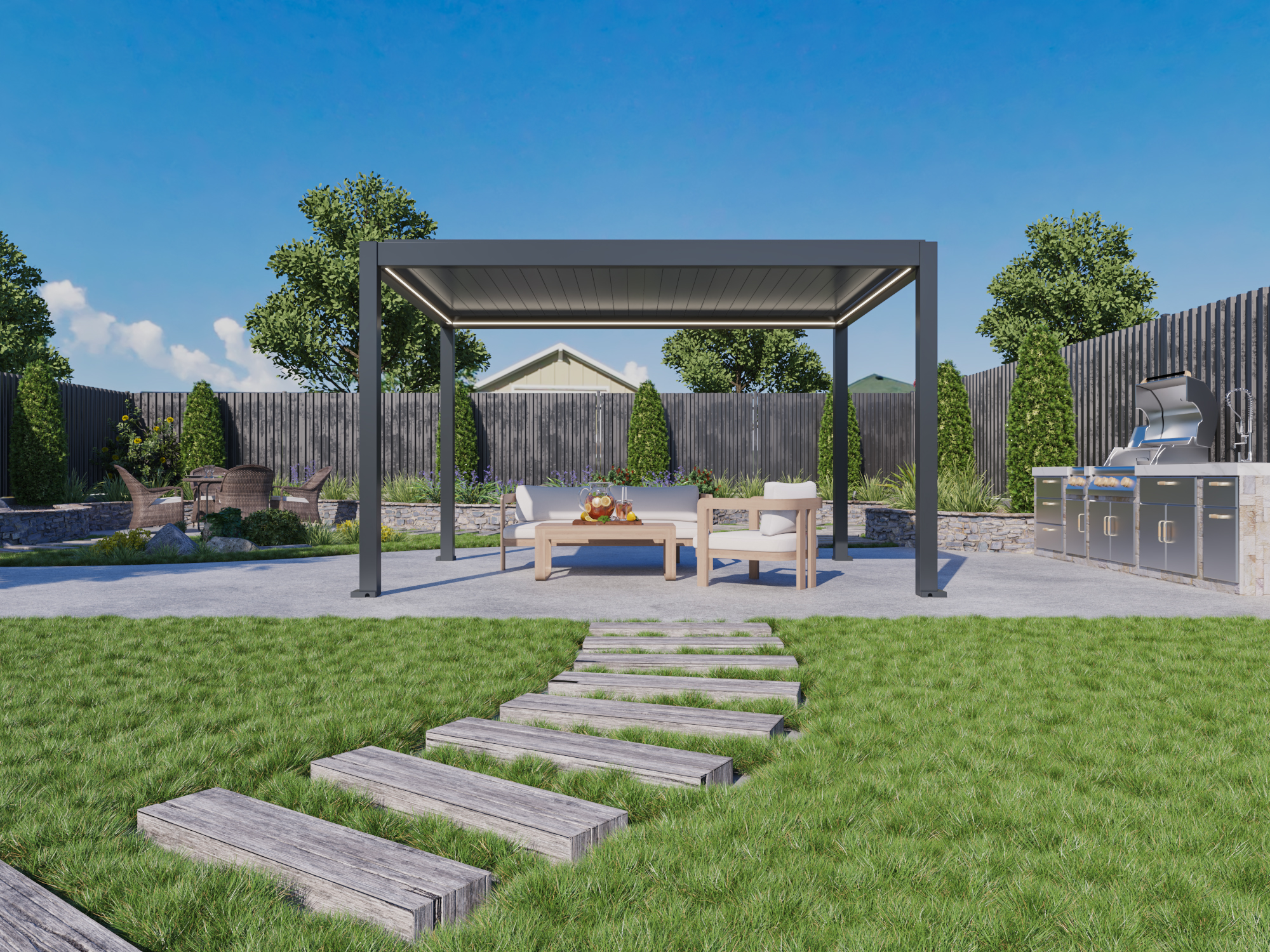 Bioclimatic Pergola Bellano S25, 3x4; dark grey, freestanding