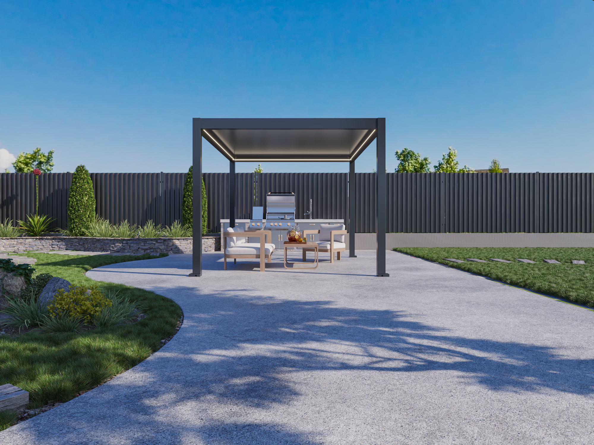 Bioclimatic Pergola Bellano S25, 3x4; dark grey, freestanding - Image 2