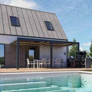 Bioklimatska pergola Bellano S25, 3x6; temno siva, stenska