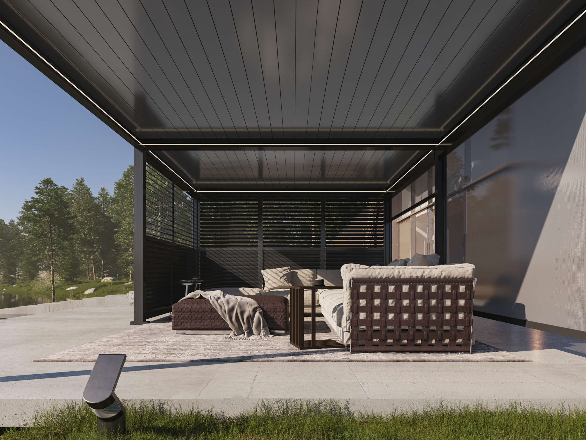 Bioklimatska pergola Bellano S25, 4x6; temno siva, prostostoječa - slika 6